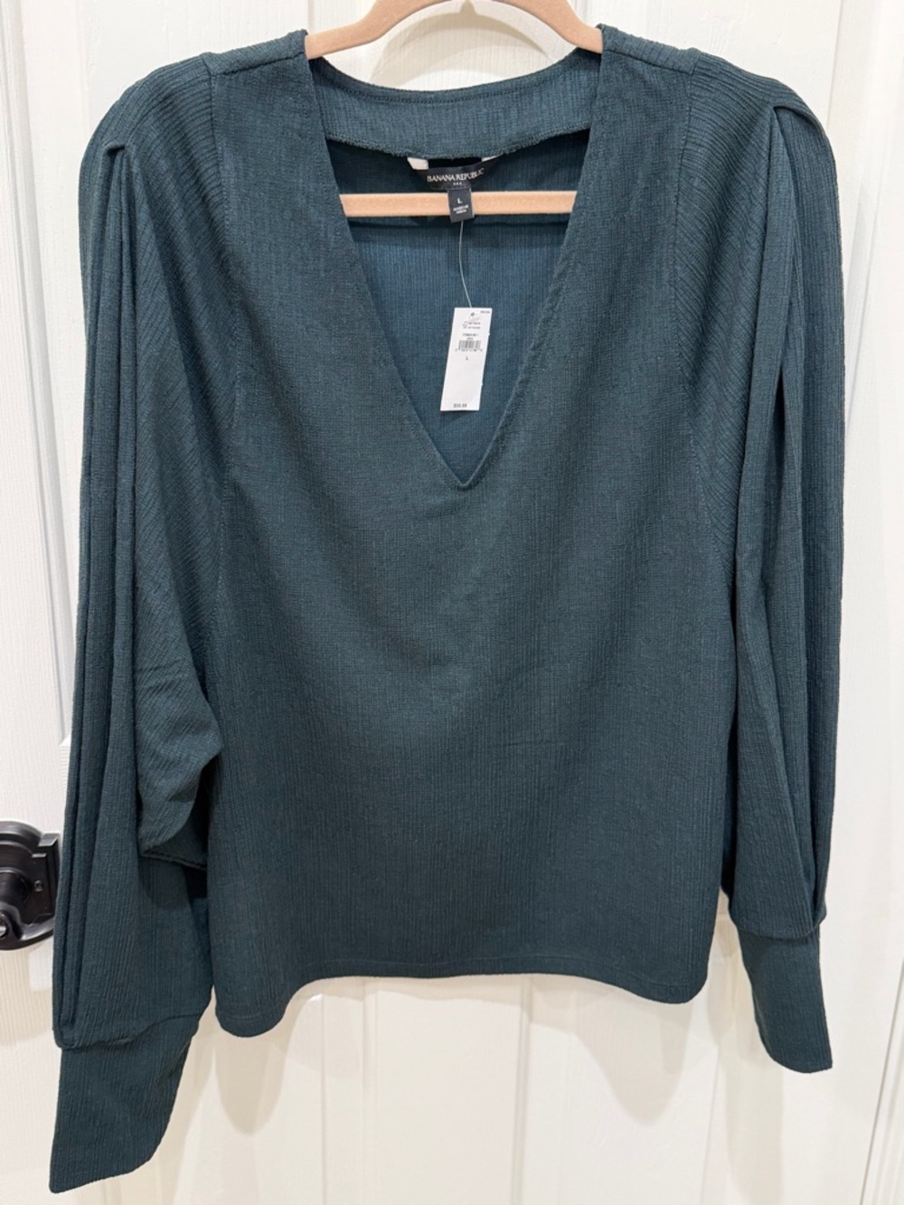 NWT Banana Republic Deep Teal V-Neck Lightweight Sweater